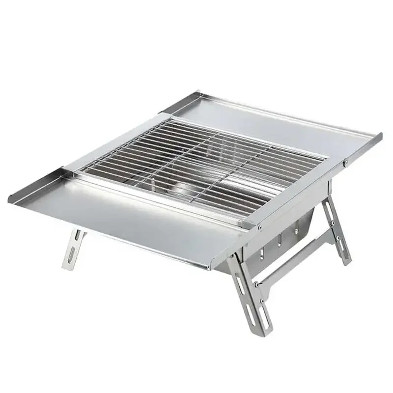 IGT Outdoor Stainless Steel Folding Barbecue Charcoal Grills Portable Camping Small Barbecue Oven Wild Journey