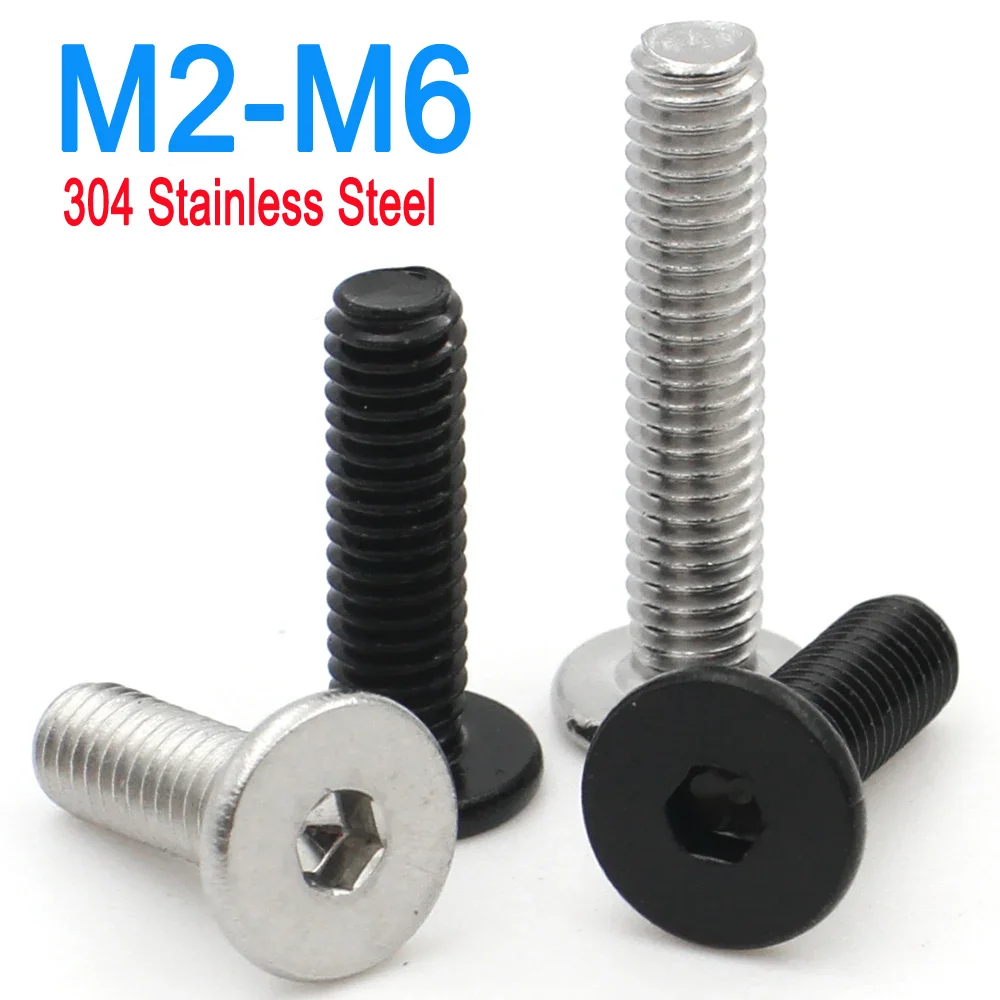 

M2 M2.5 M3 M4 M5 M6 Black Galvanized 304 Stainless Steel CM Hex Socket Hexagon Ultra Thin Flat Head Screw Bolt 10/20/50pcs