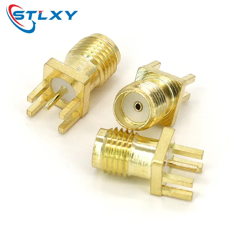 5Pcs SMA Female Jack Connector For 1.6mm Solder Edge PCB Straight Mount Gold plated RF Connectors Receptacle Solder