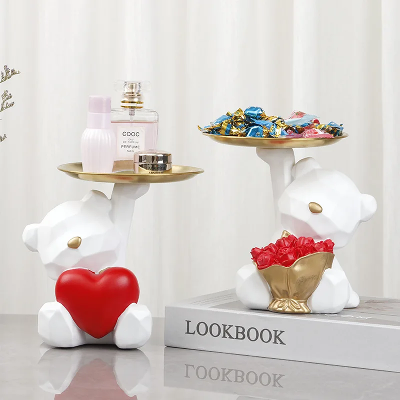Popular resin craft item: geometrically cut bear tray ornament for home, TV cabinet, candy tray