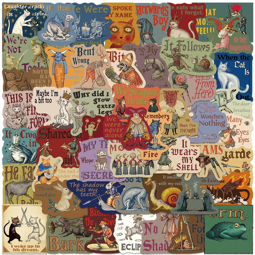 

10/30/50pcs Medieval Eerie Abstract Animal Stickers Funny Creative Sticker DIY Skateboard Phone Luggage Cool Cartoon Decals Pack