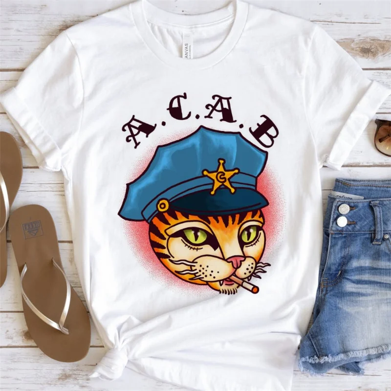 All Cats Are Bastards Pattern Clothing Women's Loose T-Shirt Street Fashion Women's Casual Short Sleeve Printed Top T-Shirt