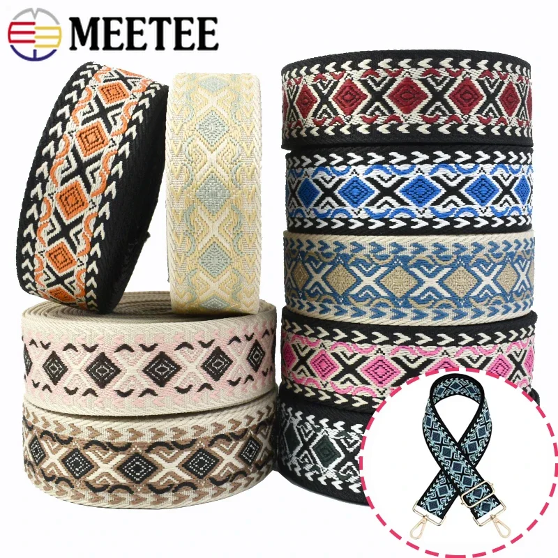 

Meetee 38/50mm Jacquard Webbing for Sewing Bag Strap Handbag Replace Tape Ribbon Luggage Band Clothes Belt DIY Accessories