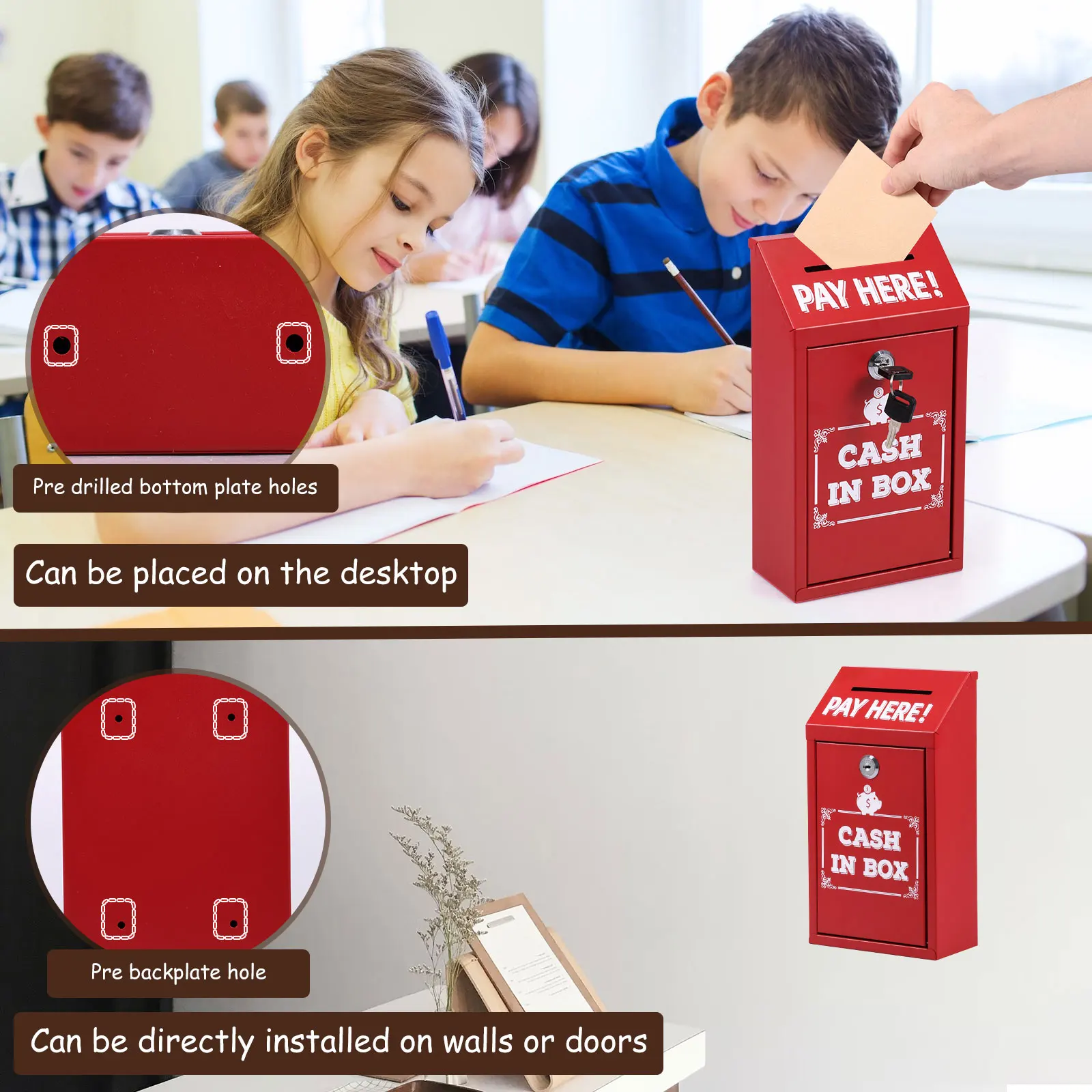 صندوق التبرع المعدني-صندوق الاقتراحات Money-Secure Drop Box-Comment Ballot Voting Box-comes Tip Jar للأعمال المنزلية والمكتب في الهواء الطلق #3