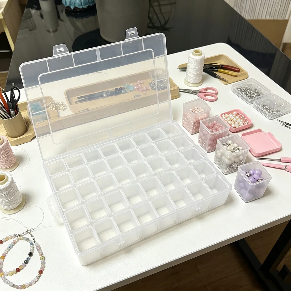 Large Capacity Transparent Plastic Storage Box Set for Beads