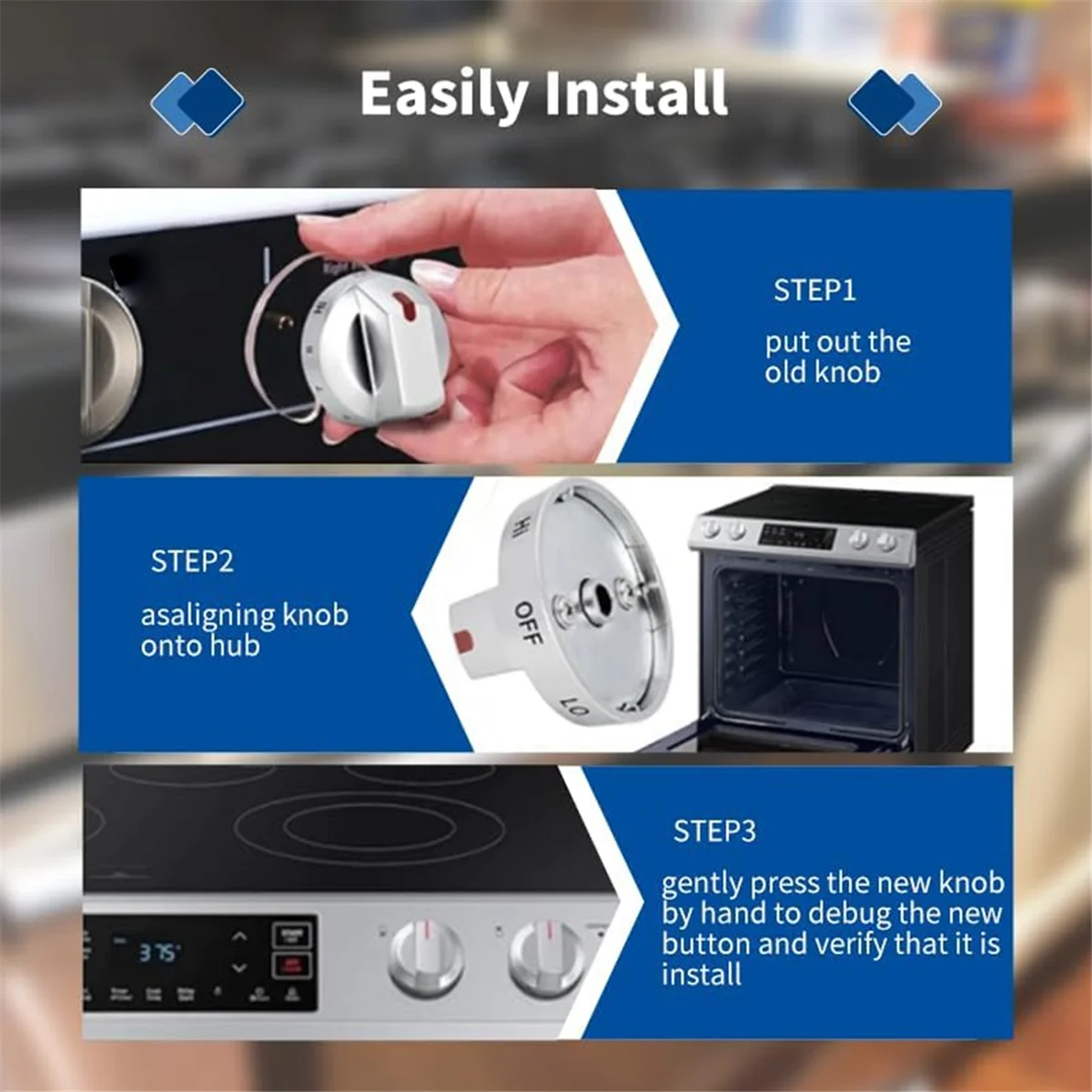 

Electric Stove Knob Replacement (4PCS+ 4 Gas Stove Knob Protectors)
