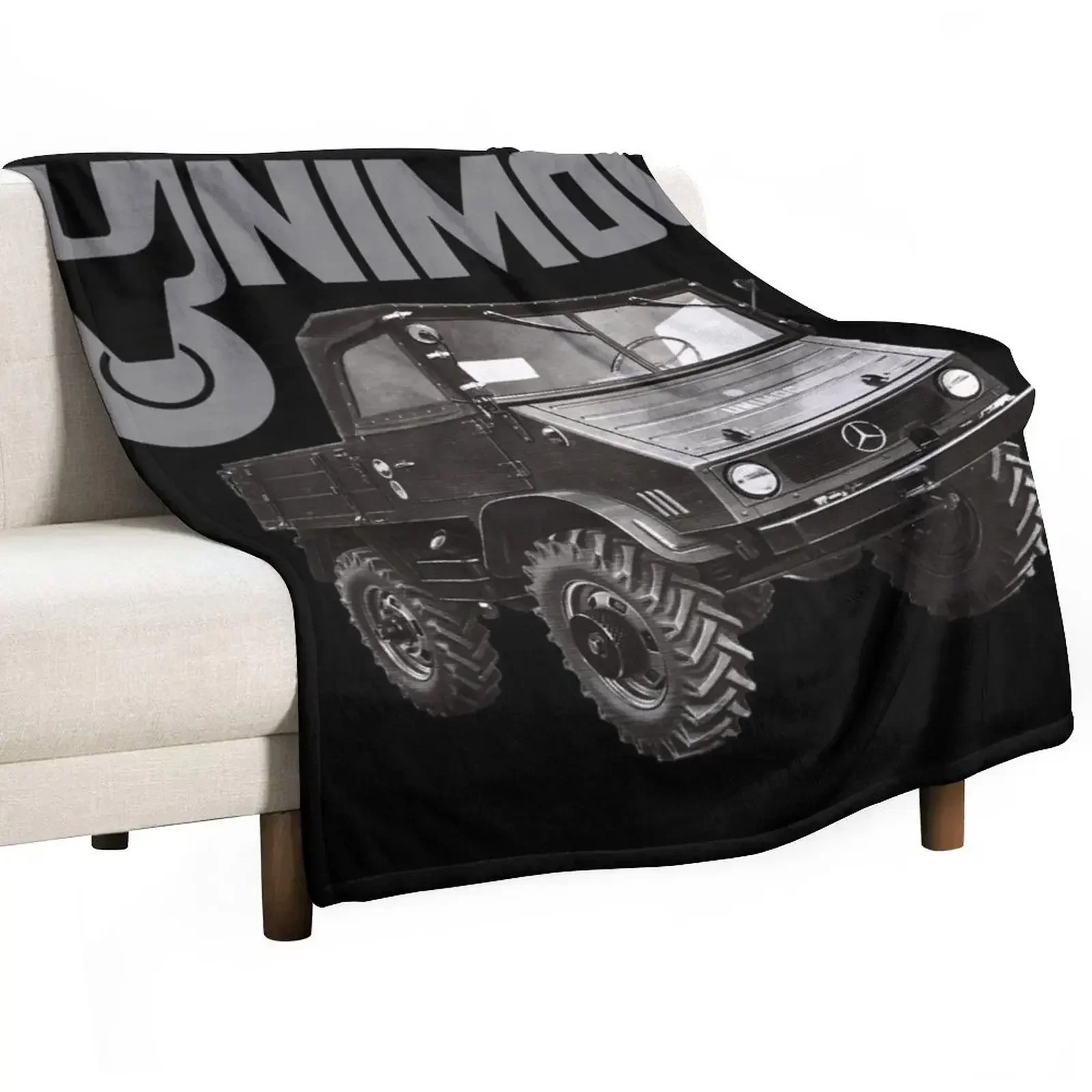 

UNIMOG oldschool (on black) Throw Blanket Tourist valentine gift ideas Luxury Blankets