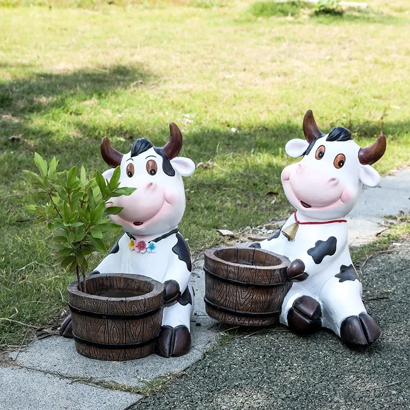 European Creative Resin Sculpture for Home Decoration, Creative Crafts for Living Room, Cow Sculpture, Modern Home and Garden, 5