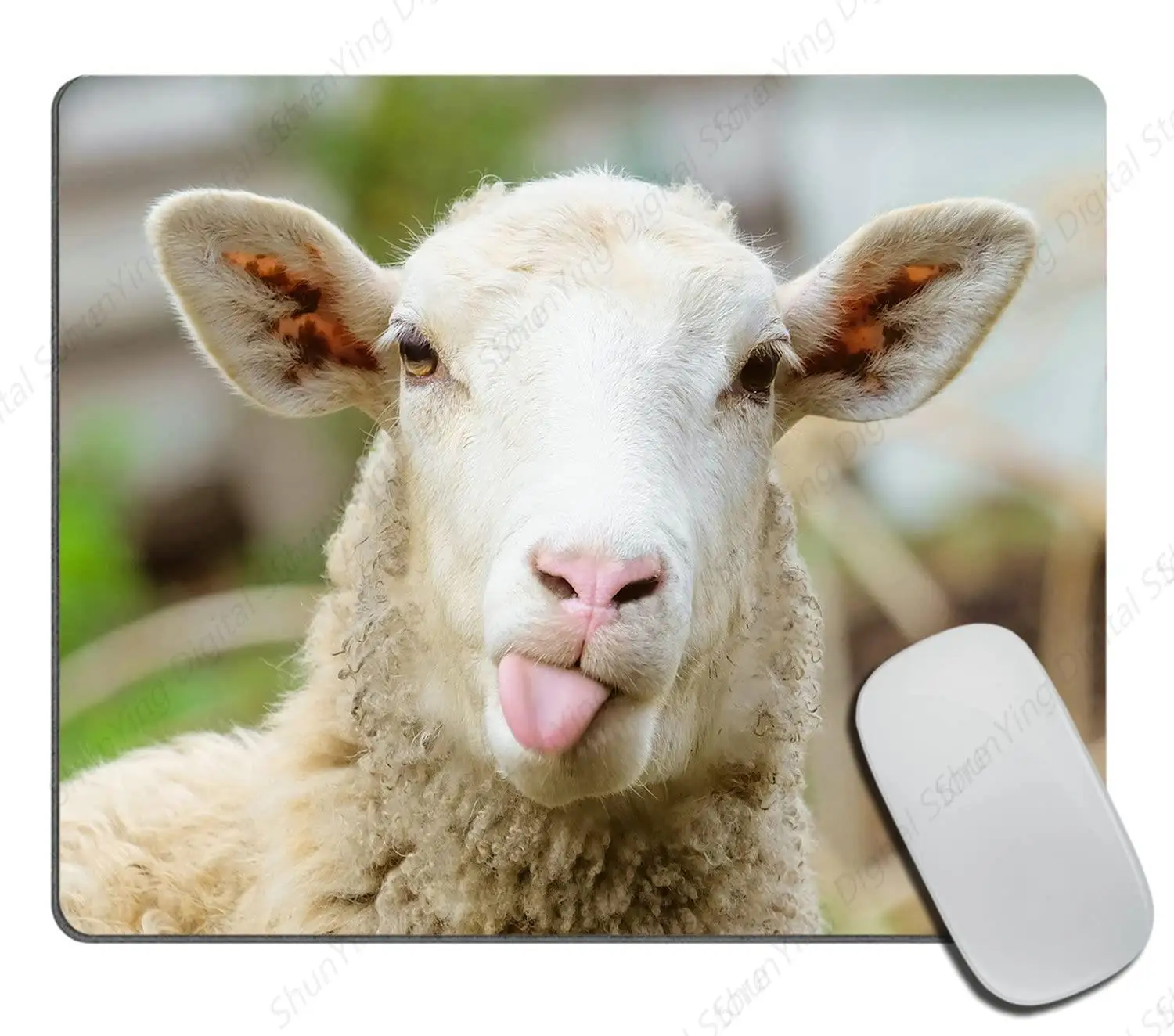 

Animal Sheep Game Mouse Pad Interesting Sheep Portrait Sheep Display Tongue Mouse Pad Antique Decorative Mouse Pad 25*30cm