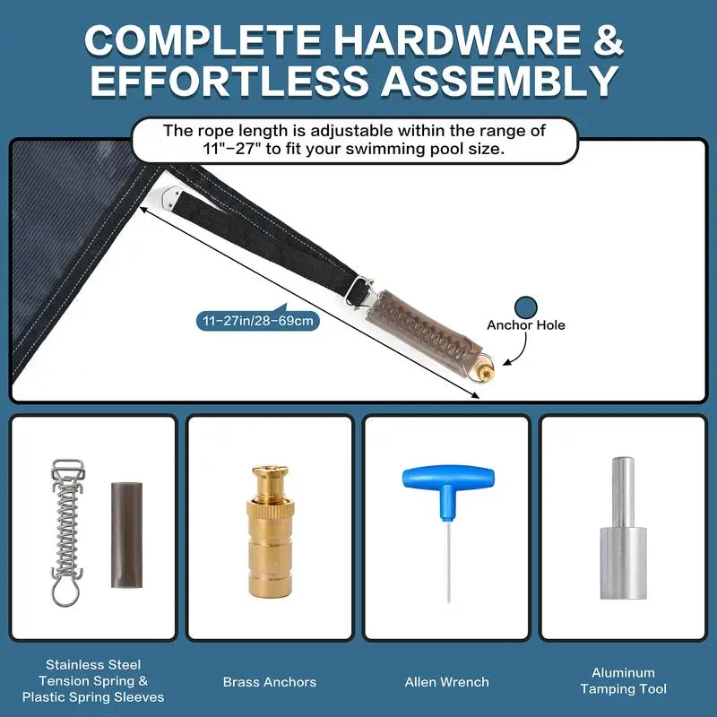 غطاء أمان لحمام السباحة لحمامات السباحة الداخلية المستطيلة مقاس 16 × 32 قدمًا، شبكة ثلاثية القوة عالية القوة، مقاومة للتآكل،