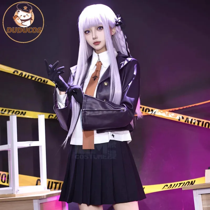 

Киригири Киоко Косплей Костюм Игра DanganronpaDUDU-SR Женский Черный Кожаный Костюм Киригири Киоко Косплей Парик Костюм