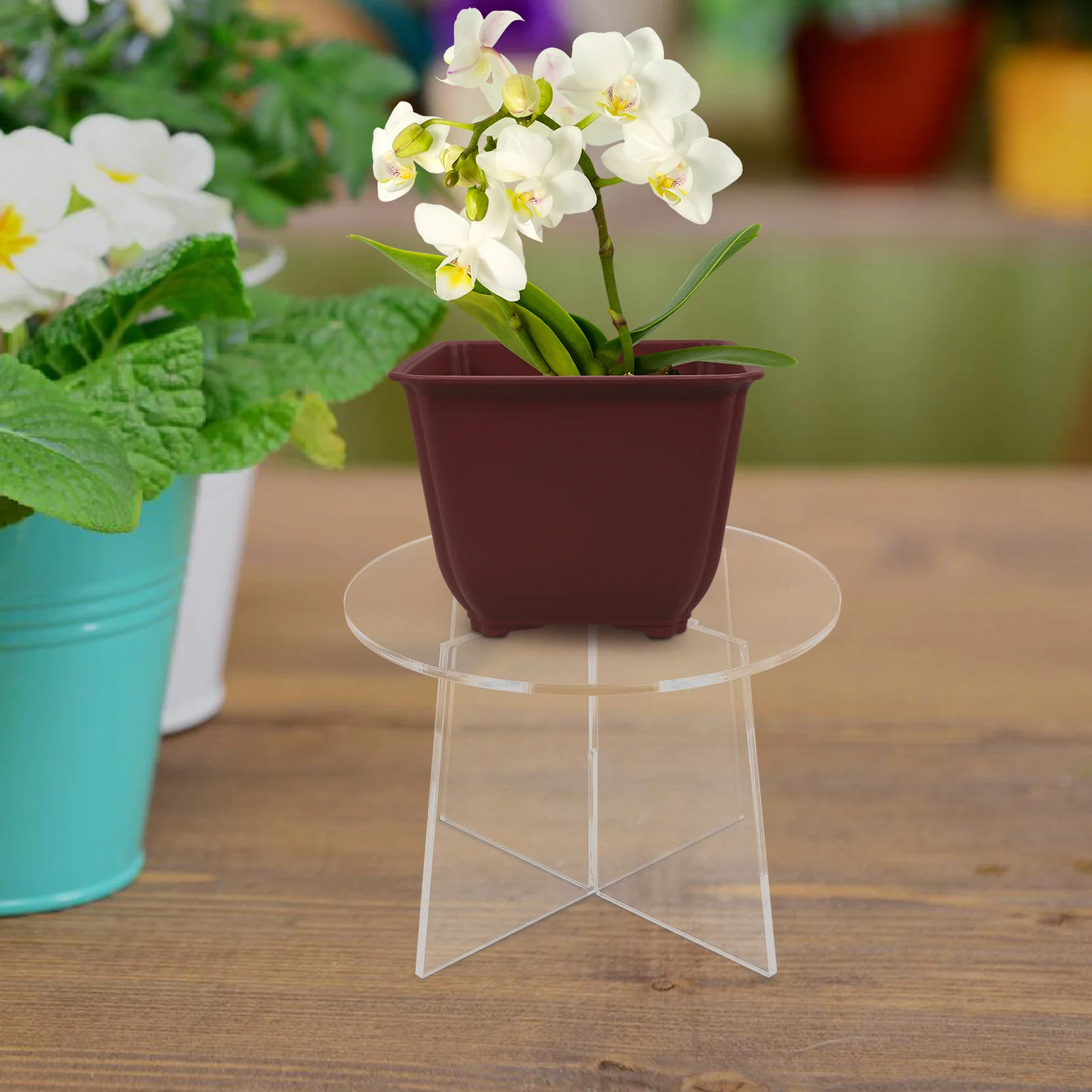 

1pcs Acrylic Plant Stand Modern Flowerpot Holder Space-Saving Small Plant Storage Rack Table Top Planter Stool For Home Decor