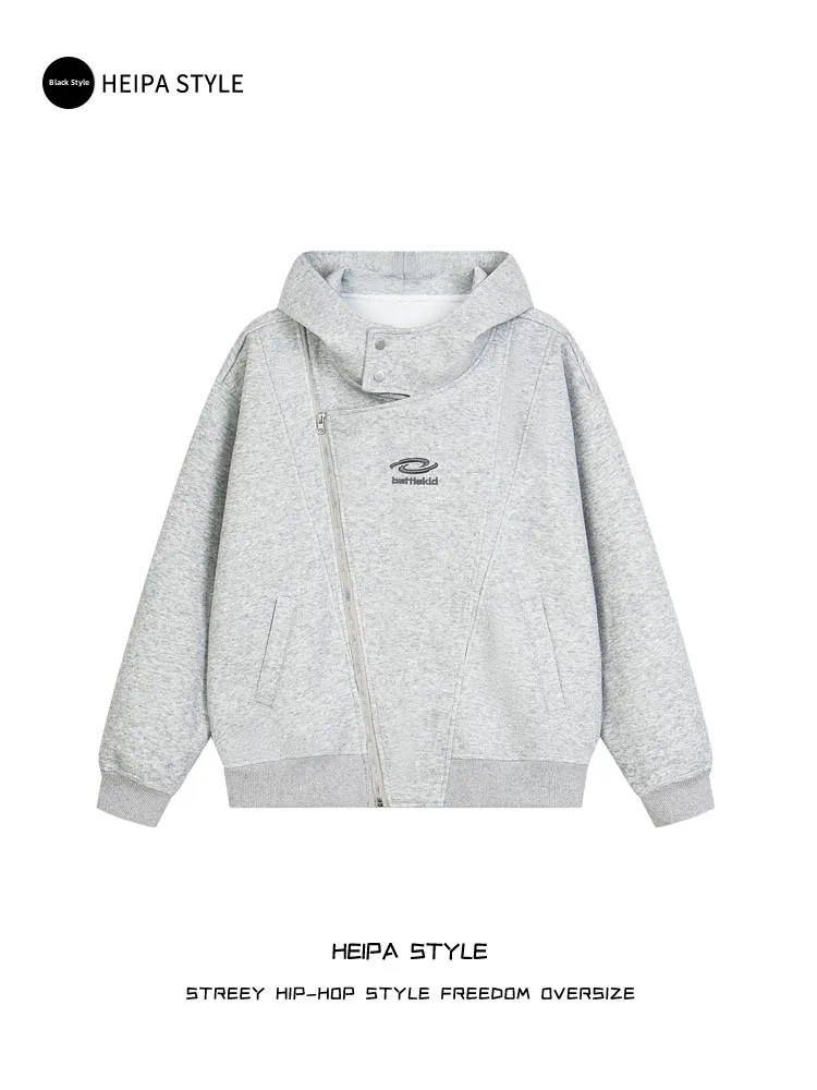 

Утепленная толстовка на молнии для осени и зимы, повседневная свободная верхняя одежда для пар, молодежный модный свитшот на молнии