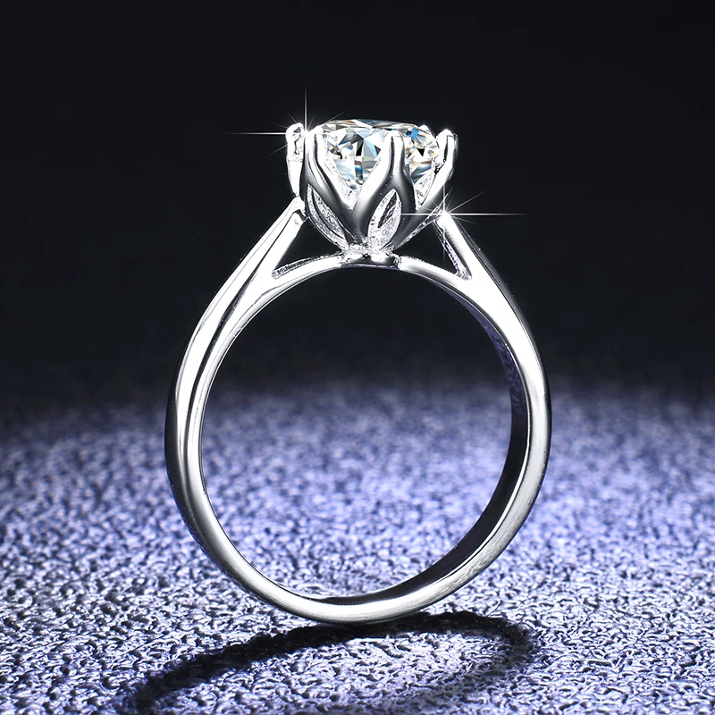 YHAMNI PT950 Platinum Luxury Natural Moissanite Rings for Women Bridal 1 Carat Wedding Engagement Band Jewelry Gift