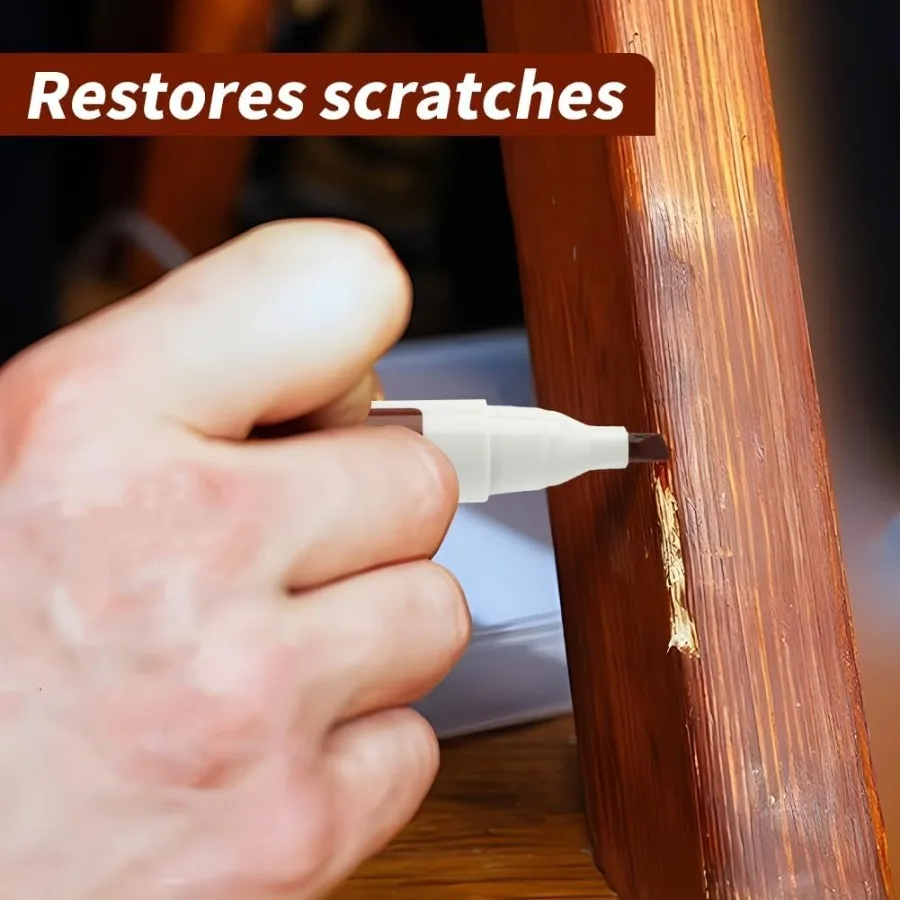 قلم تحديد إصلاح الخشب من SYCOOVEN لطاولات الأرضيات - طلاء بسيط يعمل باللمس للبقع والنجارين باللون الأسود - I