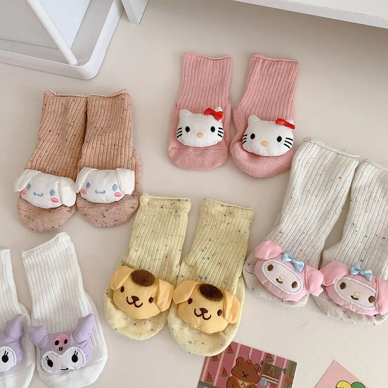 

New Sanrio Kawaii Baby Socks HelloKitty Kuromi Mymelody Anime Cartoon Doll Children Loose Medium Tube Floor Socks Birthday Gift