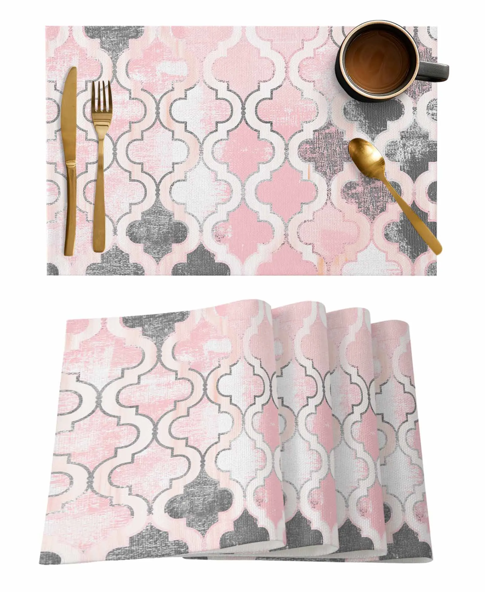 Painted Mottled Modern Morocco Pink Table Runner Country Wedding Decoration Tablecloth Hotel Dining Table Kitchen Table Mats