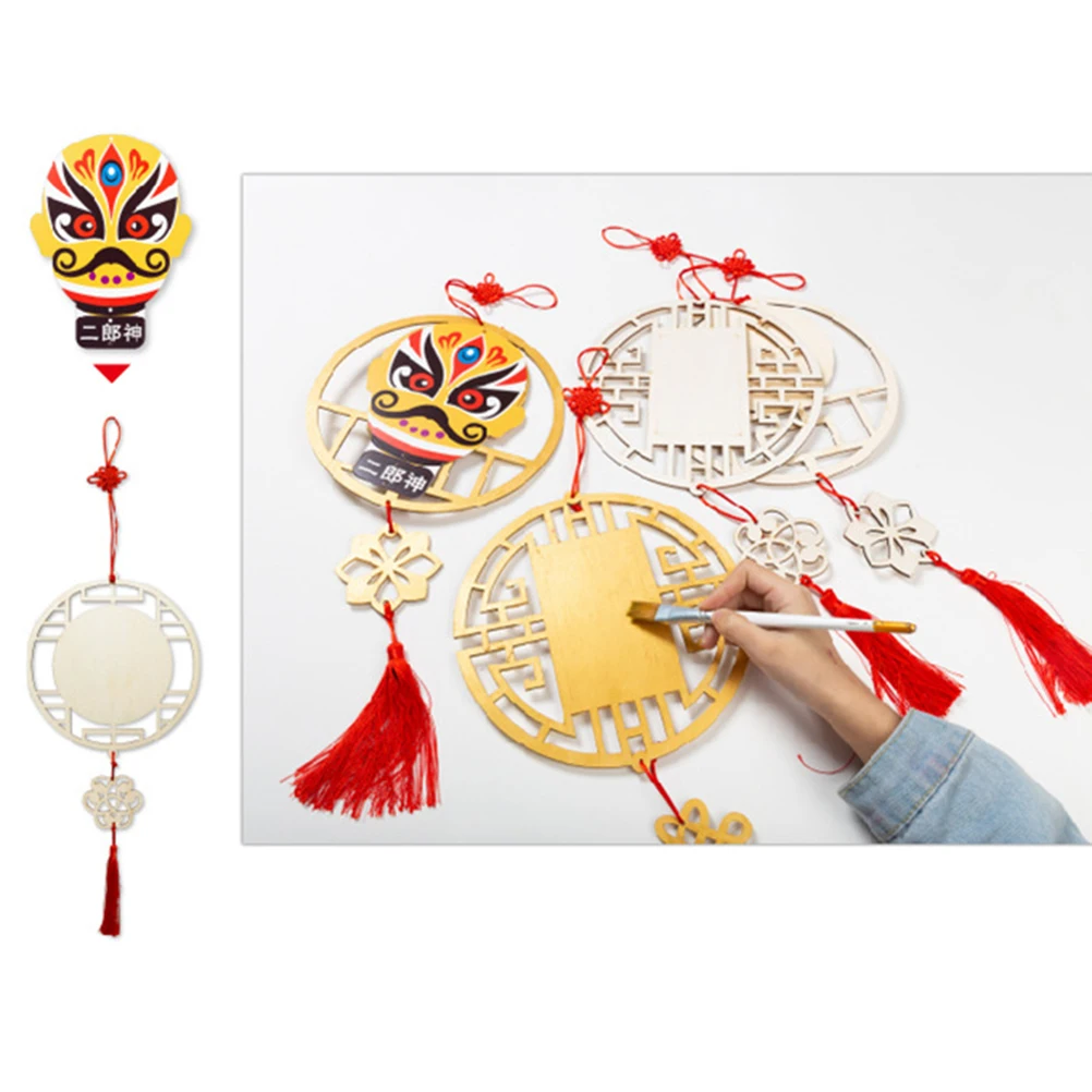 

4PCS Beijing Masks Hanging Decor Wooden Refined Vivid Characters Birthday Gift Kids Collectors Home Office Hotel naments