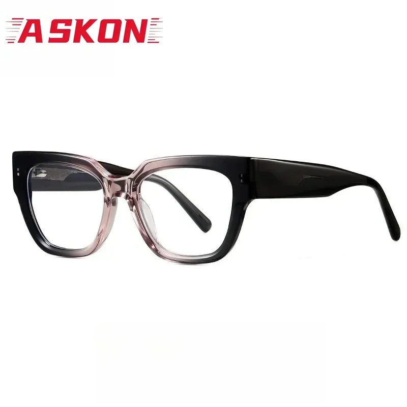 ASKON Thick Square Acetate Eyewear for Women High-end Retro Optical Reading Fashion Glasses Frame for Men Anti Blue Light Myopia