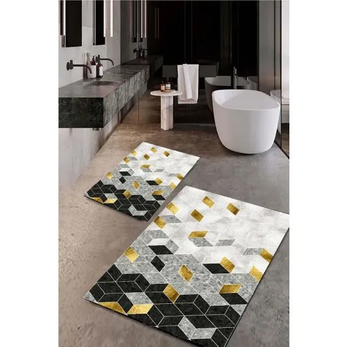 Drop Bath Mat Rug Toilet Seat Pad Washable Anti-Slip Soles 2li