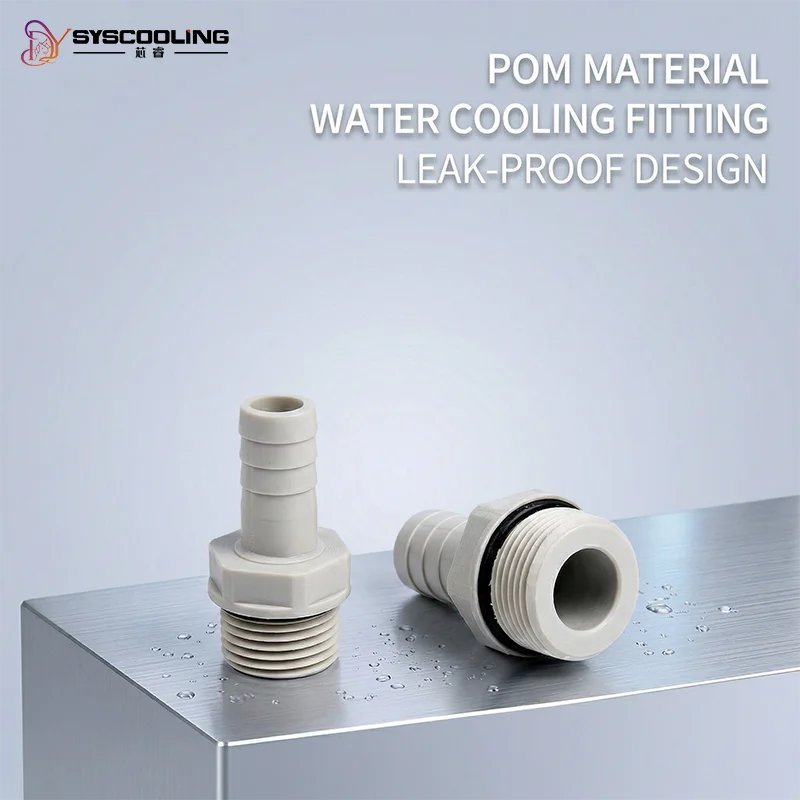 10/PCS POM Plastic Barb Fitting G1 4 Thread Straight Liquid Water Cooling Connector For 8mm ID Silicone PVC Soft Tubing