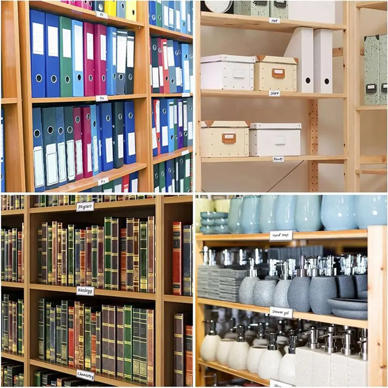 300 Pcs Wood Shelf Label Holders Clear Plastic Price Tag 2.4 In L X 1 In H For Bookshelf Shelves, Wood Shelf Sign