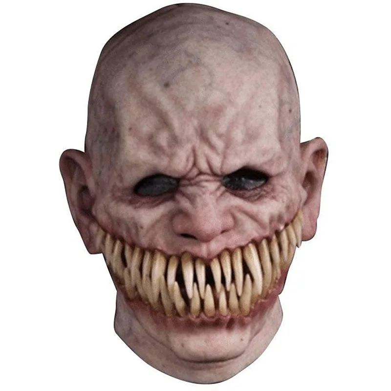 Demon Latex Mask Scary Devil Mutant With Realistic Long Teeth Costume Halloween Party Props Stalker