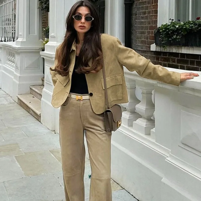 Talenza Fashion Casual Jacket Autumn New Solid Long Sleeve Loose Jacket Coats Vintage Streetwear Office Lady 2025 Women Jackets