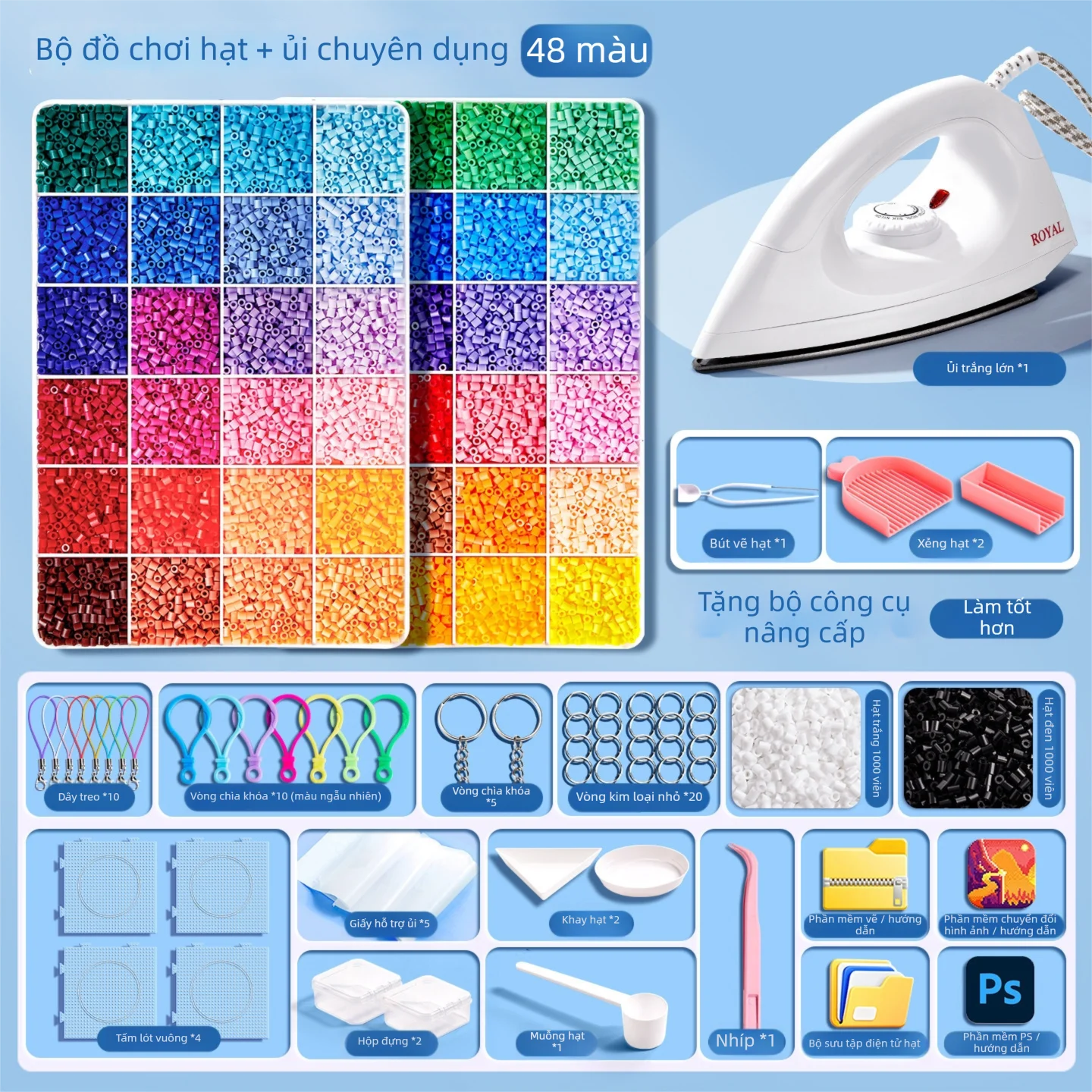 XUEDELE | Bộ Hạt Xếp Hình Diy Đầy Đủ Kèm Dụng Cụ Bút Nhiệt Và Túi Bổ Sung