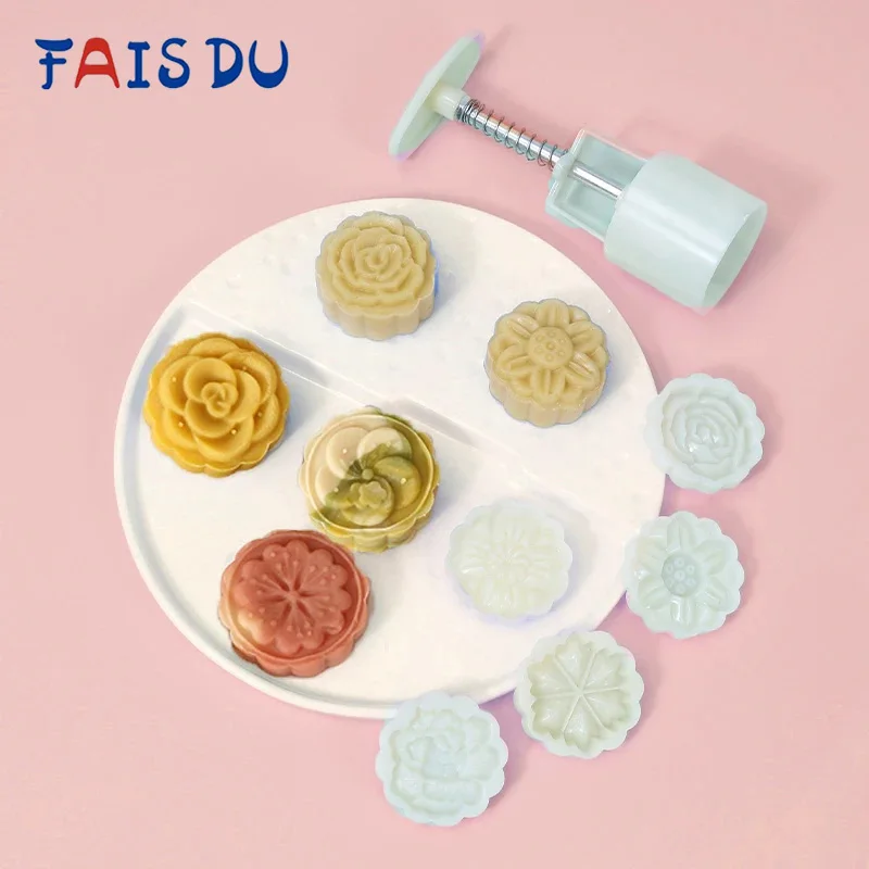 FAIS DU 5 stücke Blume Mond Kuchen Form Mitte Herbst Festival Mooncake Form DIY Hand Druck Fondant Dekoration Werkzeuge Mond kuchen Form