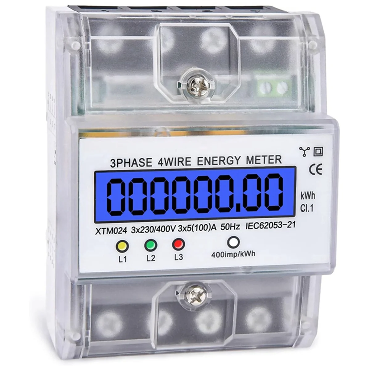 

3 Phase Power Meter DTM024 Digital LCD Display Energy Meter Electric Kilowatt Hour Meter, 220/380V 5-100A