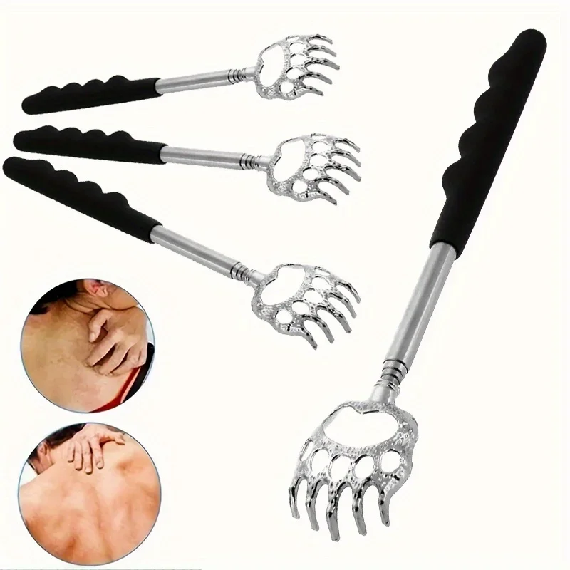 Portable Extendable Telescopic Bear Claws Metal Back Scratchers/Hand Massager/Backslap with Rubber Handles- Bear Claw Back