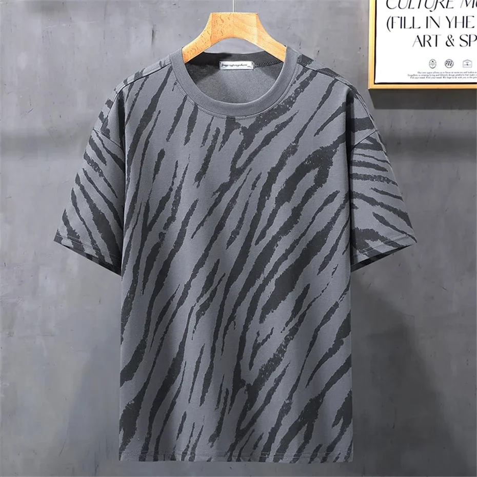 O-neck T Shirt For Men Comfortable Trend Short Sleeve Summer Outdoor Trendy Men's Clothing Dazzling Cool 6XL Large Size Male Top