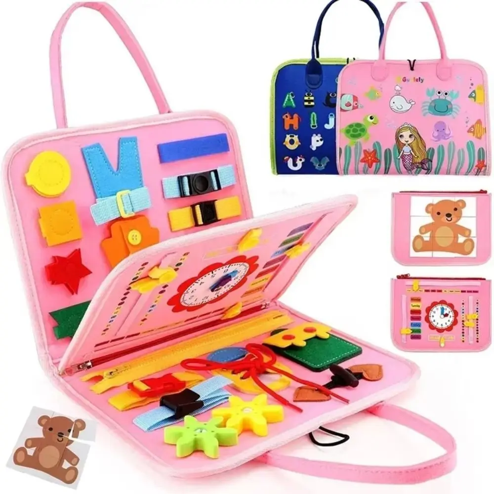 Creatief Leuk Vilt Drukbord Cartoon Levensvaardigheden 3D Rustig Activiteitenboek DIY Educatief Drukbord Montessori Speelgoed