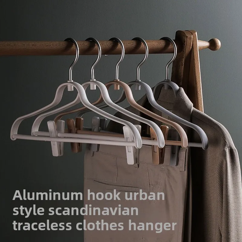 

Hanger household seamless plastic hook multi-functional non-slip pants rack to dry clothes simple solid color wardrobe storage