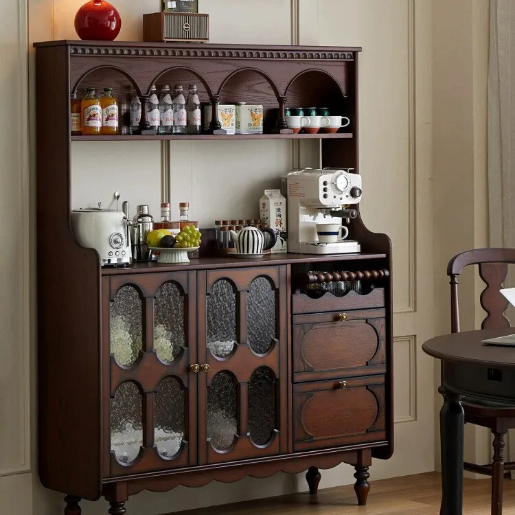 PYJ solid wood dining side cabinet household living room wall integrated storage dining room retro storage cabinet