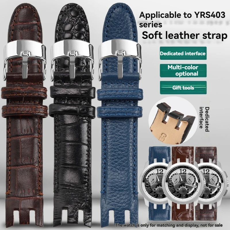 

Браслет из натуральной кожи 21 мм для Swatch, ремешок для часов YRS403 412 402G, черный ремешок для часов, мужской ремень для часов, аксессуары