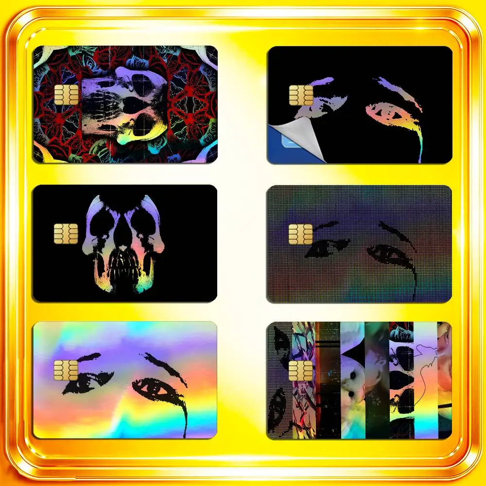 For Deftones Credit Bank Sticker ID Access Card Cover Skin Rainbow Color Laser Stickers Film