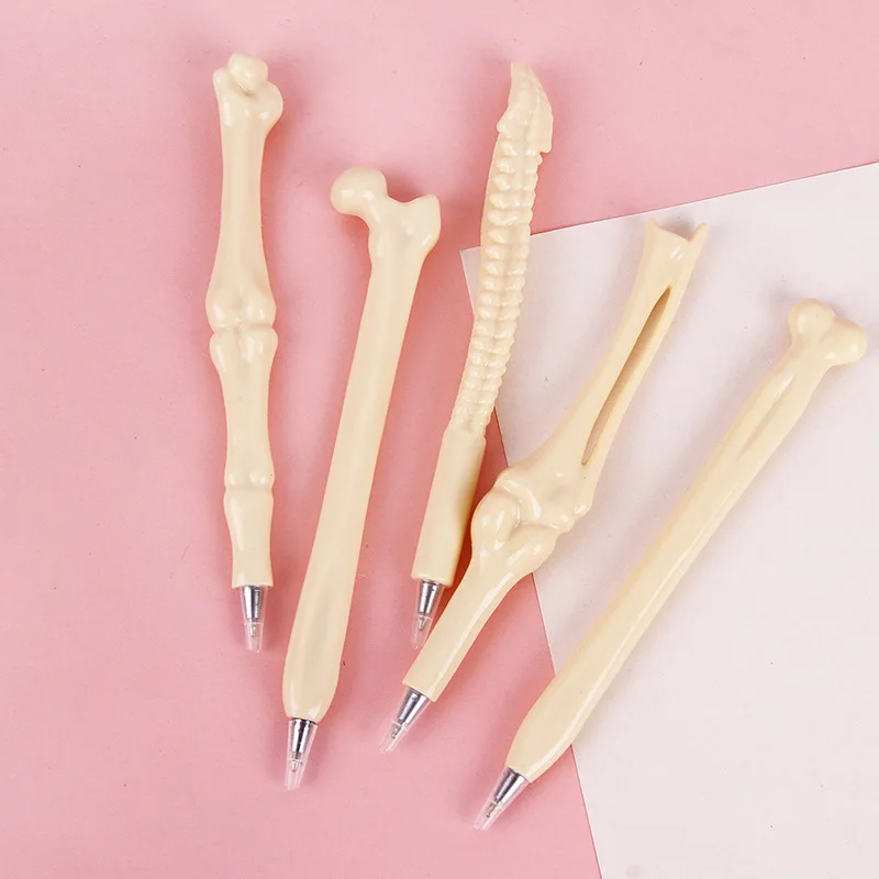 Creative Bone Shape Ballpoint Pen Realistic Skeleton Design Plastic Pen Novelty Funny Stationery For Office School Gift
