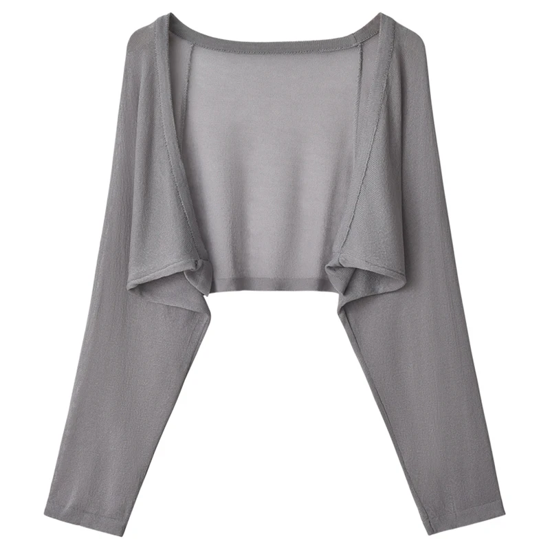 Women Cardigan Long Sleeves Open Front Lightweight Cardigan Summer Soft Ice Silk Tops