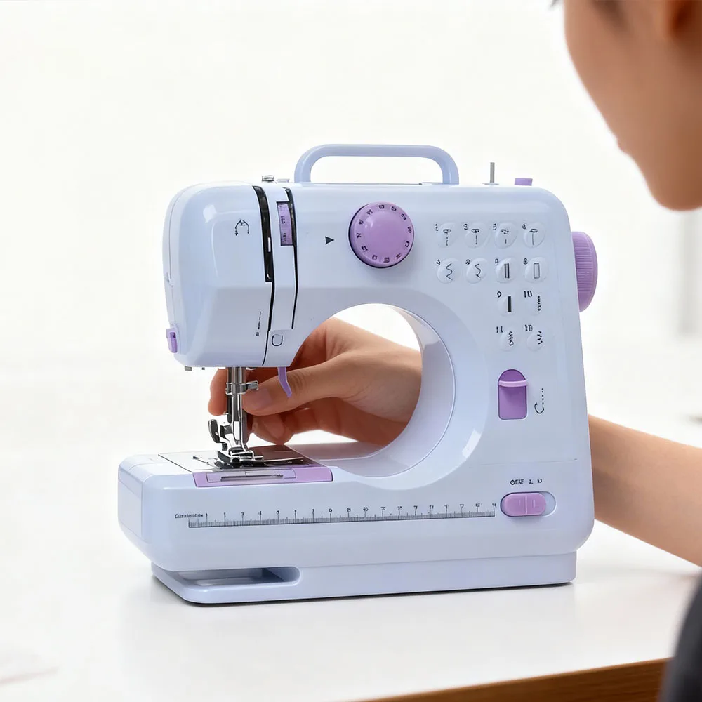 

INNE Electric Sewing Machine Portable Household Mini Crafting Mending DIY Overlock 12 Stitches Pedal With Presser Foot Beginner