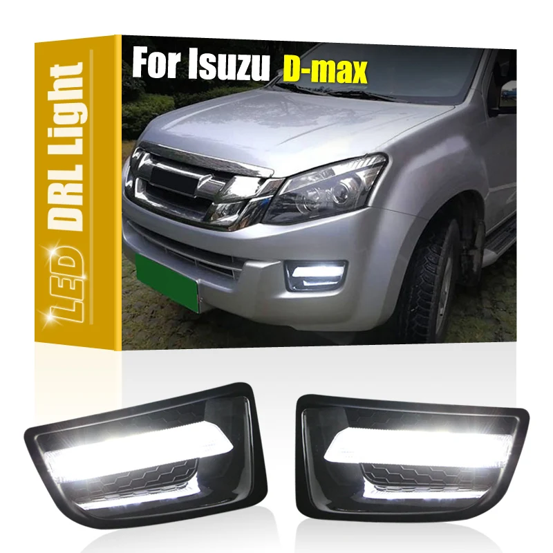 2Pcs Front Bumper Fog Lamp Cover Frame Assembly White LED DRL Daytime Running Light Fit For Isuzu D-max Dmax 2014 2015