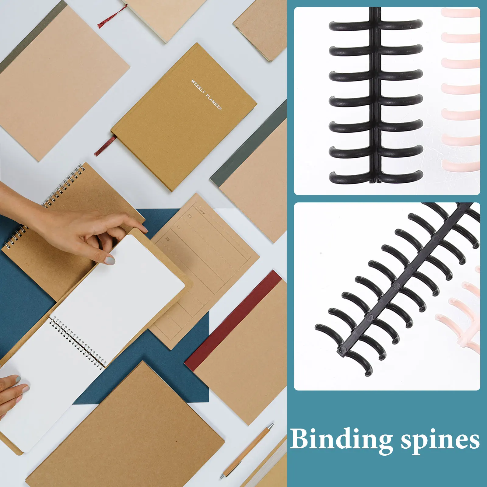 

12pcs Plastic Loose leaf Coil Bindings Spiral Notebook Spines Mixed Colors Retro Style Small Binder Adjustable