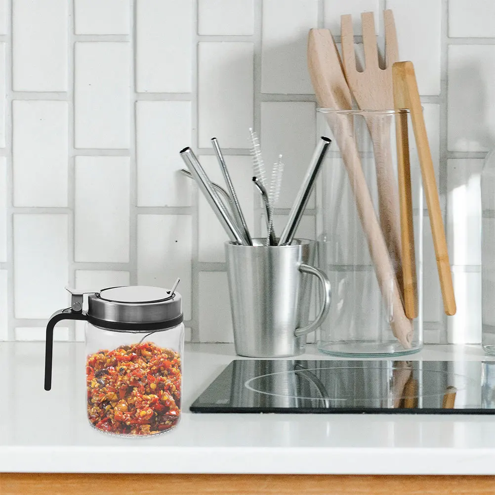 

3 комплекта банок для приправ с крышкой из нержавеющей стали, набор стеклянных контейнеров для специй, кухонный держатель для соли и перца с ложкой