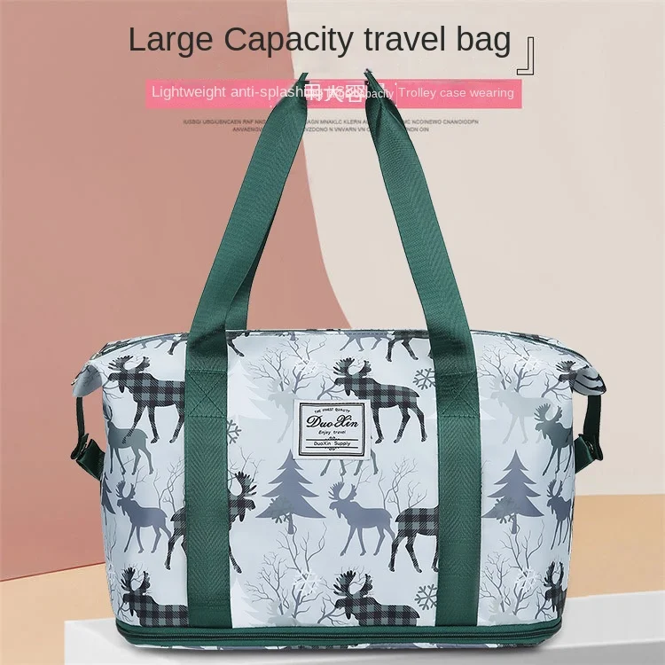 New Fashion Travel Bags For Women Large Capacity Waterproof Luggage Dry And Wet Weekend Travel Handbag Foldable Storage Oxford