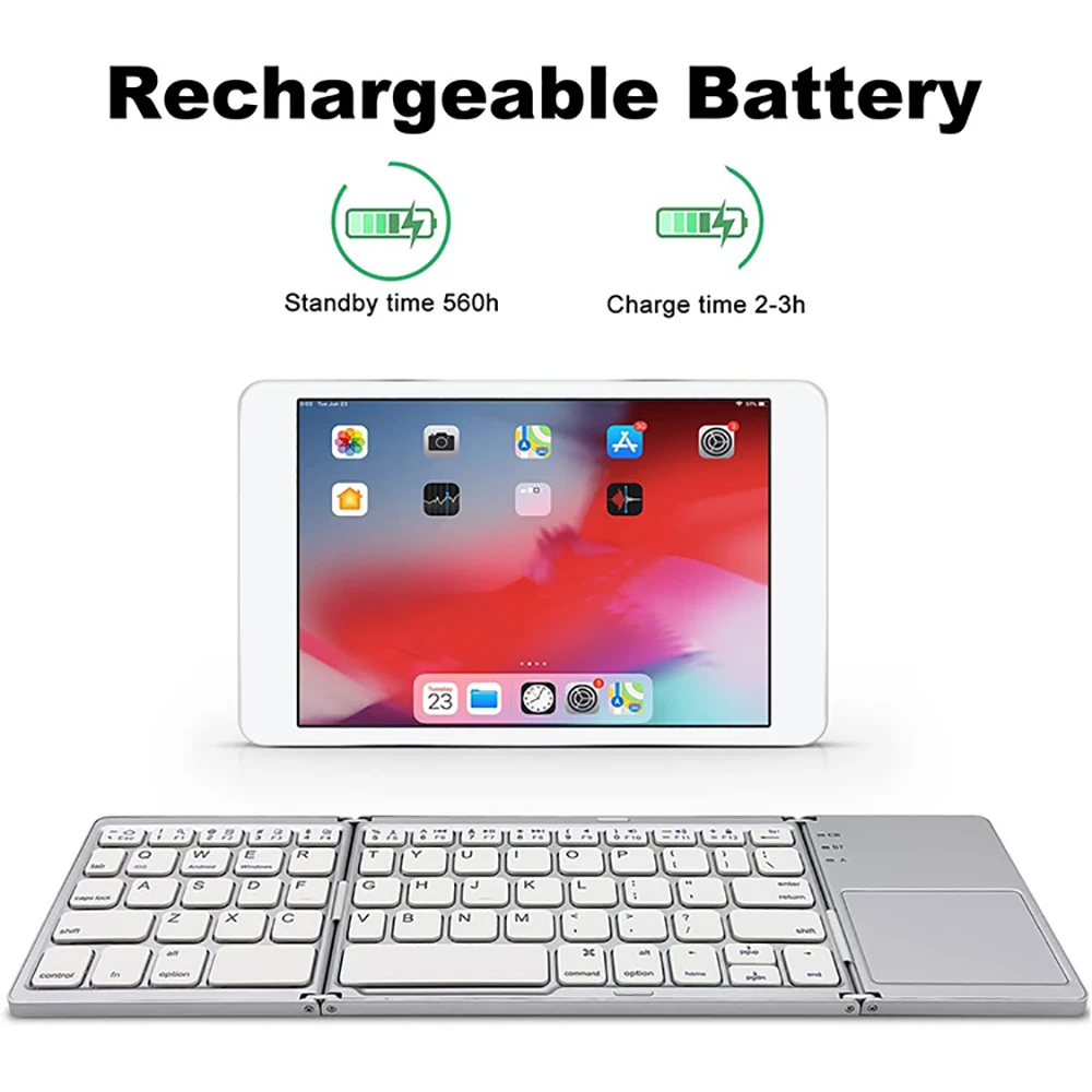 

Foldable BT Keyboard Ultra Slim Pocket Folding Keyboard for Android Windows iOS Tablet Laptop Phone