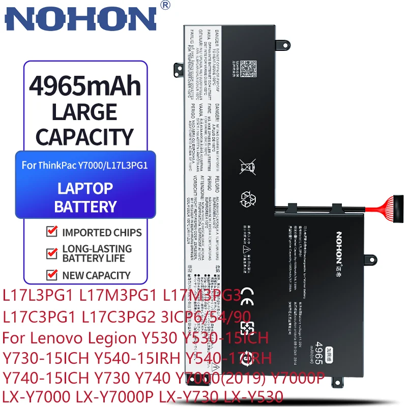 

NOHON L17L3PG1 For Lenovo Legion Y530 Y530-15ICH Y7000 2019 Y7000P L17C3PG1 L17C3PG2 L17L3PG1 L17M3PG1 L17M3PG3 Laptop Battery