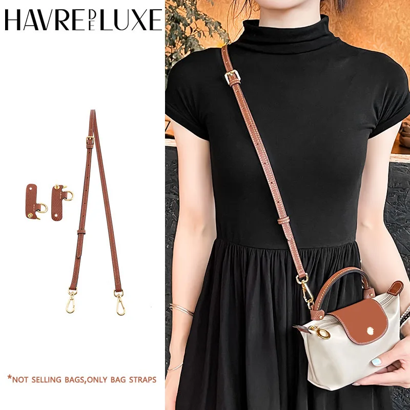 HAVREDELUXE Leather Replacement for Longchamp mini Crossbody Bag Strap, shoulder strap without punching modification