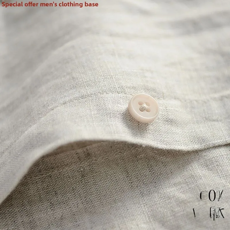 

Loose Casual Linen irt Men's ort Sve Summer Thin Stand Collar Open Cardigan Large Size Cotton Linen irt M Linen Top