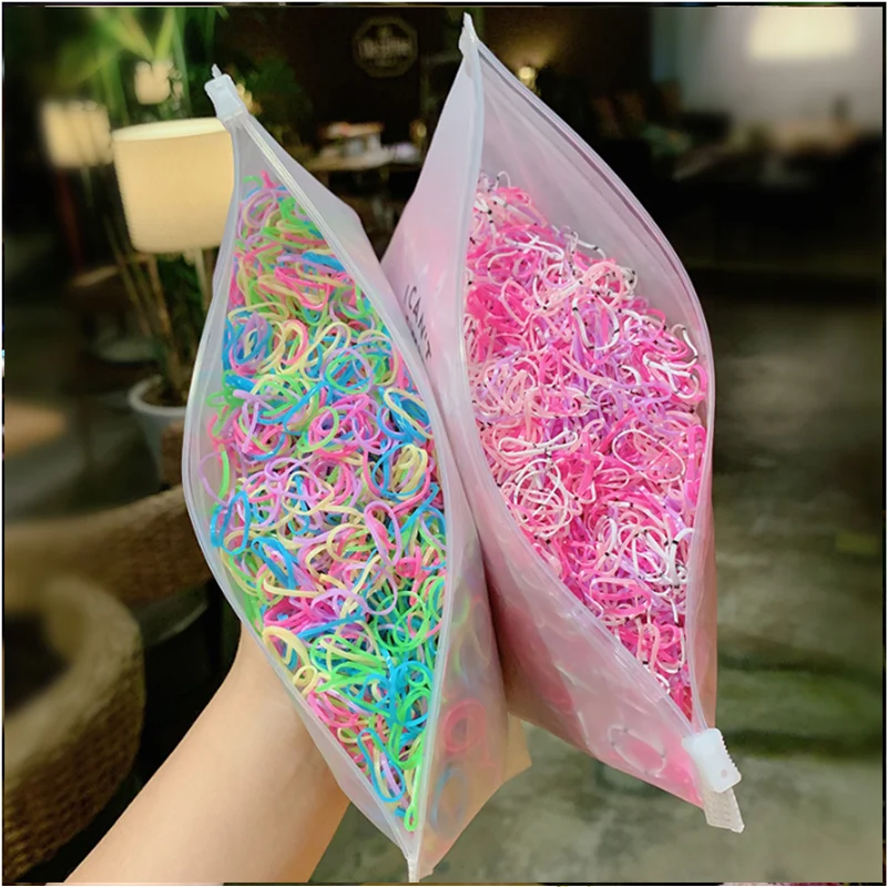 1000 sztuk/opakowanie Kolorowe Gumki do Włosów dla Dziewczynek Małe Jednorazowe Gumki do Włosów Opaski Dziecięce Gumki do Kucyków Akcesoria do Włosów dla Dzieci
